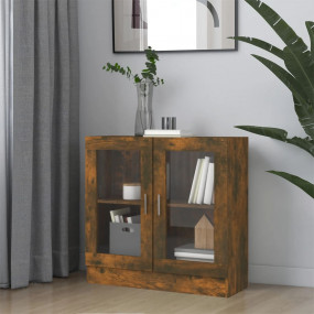 Vitrine Cabinet Smoked Oak Engineered Wood, Glass Mediu...