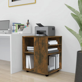 Rolling Cabinet Smoked Oak Engineered Wood Medium Rolla...