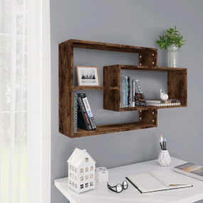 Wall Shelf Smoked Oak Engineered Wood Short Wall Shelf