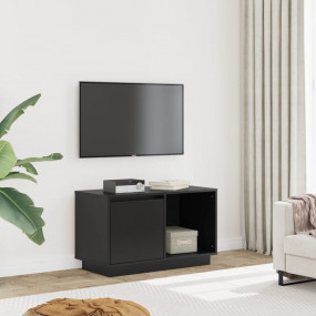 TV Cabinet Black Solid pine wood Medium TV Cabinet Rect...