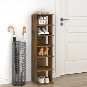 Shoe Rack Smoked Oak Engineered Wood Tall Narrow Shoe R...