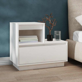 Bedside Cabinet White Solid pine wood Small Bedside Cab...