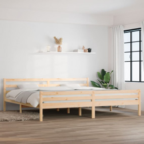 Bed Frame Natural wood Solid pine wood 79 x 79 in Bed F...