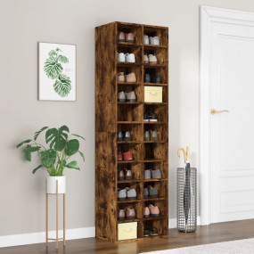 Shoe Cabinet Smoked Oak Engineered wood Tall Shoe Cabin...