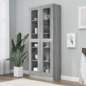 Vitrine Cabinet Gray Sonoma Engineered wood, glass Tall