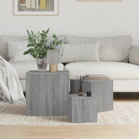 Side Table Set of 3 Grey sonoma Engineered wood Coffee ...