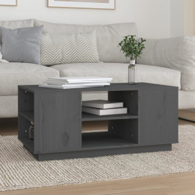 Coffee Table Gray Solid Pine Wood 35.4 x 19.3 x 15.9 in