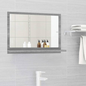 Mirror Gray Sonoma Engineered wood Mirror Wall Mounted ...