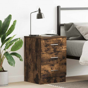 Bedside Cabinet Smoked Oak Engineered Wood 15.0 x 13.8 ...