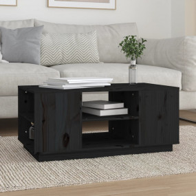 Coffee Table Black Solid pinewood Medium Coffee Table