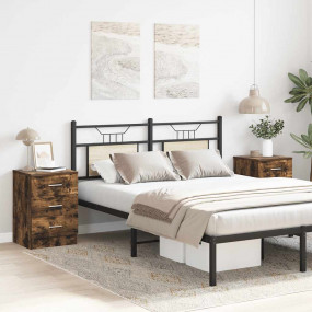Bedside Cabinet Set of 2 Smoked Oak Engineered wood Sma...