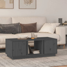 Coffee Table Gray Solid Pine Wood 43.3 in x 19.7 in x 1...