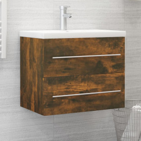 Sink Cabinet Smoked Oak Engineered Wood Medium Bathroom...