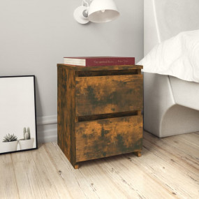 Bedside Cabinet Smoked Oak Engineered Wood Compact
