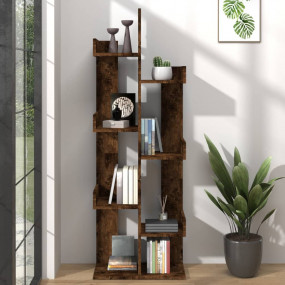 Book Cabinet Smoked Oak Engineered Wood Compact Book Ca...