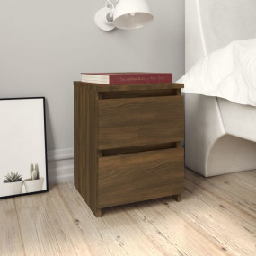 Bedside Cabinet Set of 2 Brown Oak Engineered Wood Medi...