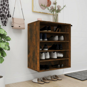 Shoe Cabinet Smoked Oak Engineered Wood Medium Storage