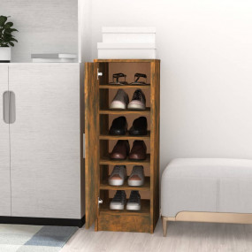 Shoe Cabinet Smoked Oak Engineered Wood Medium Shoe Cab...