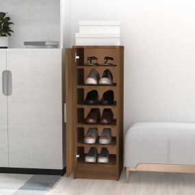 Shoe Cabinet Brown oak Engineered wood Medium Shoe Cabi...