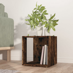 Side Table Smoked Oak Engineered Wood Compact Side Tabl...