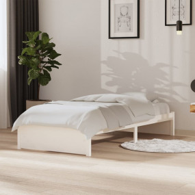 Bed Frame White Solid pine wood, Plywood Twin Durable B...