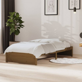 Bed Frame Honey Brown Solid Pine, Plywood Twin Durable