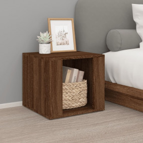 Bedside Table Brown Oak Engineered Wood Medium Bedside ...