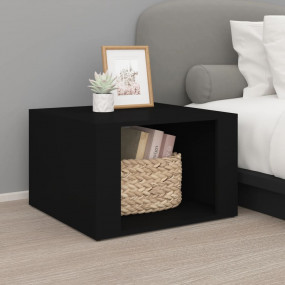 Bedside Table Black Engineered Wood Medium Bedside Tabl...