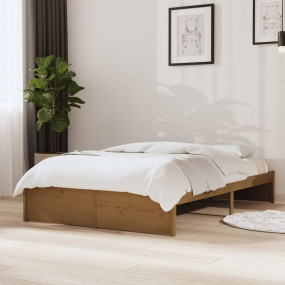 Bed Frame Honey Brown Solid pinewood Small Double Durab...
