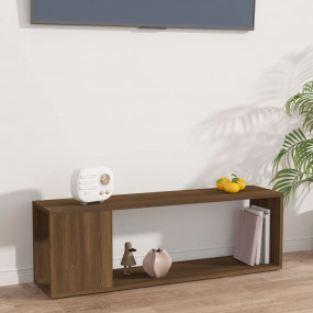 TV Cabinet Brown Oak Engineered Wood Compact TV Cabinet