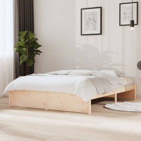 Bed Frame Natural Pine Solid Pine Wood Full Durable Bed...