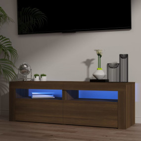 TV Cabinet Brown Oak Engineered Wood Medium Lights TV C...