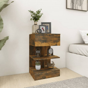 Bedside Cabinet Set of 2 Smoked Oak Engineered wood Med...