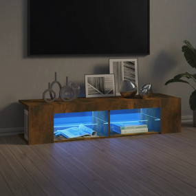 TV Cabinet Smoked Oak Engineered Wood, Glass Standard T...