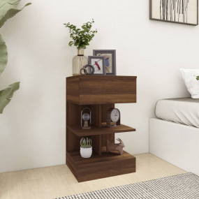 Bedside Cabinet Brown Oak Engineered Wood Medium Statem...