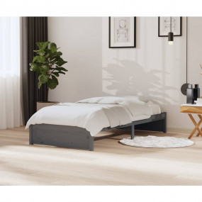 Bed Frame Grey Solid pine wood, Plywood Twin Bed Frame