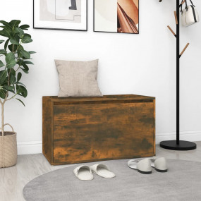 Hall Bench Smoked Oak Engineered Wood 31.5 in Entryway ...