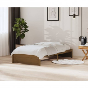 Bed Frame Honey brown Solid pinewood Twin Bed Frame Rec...