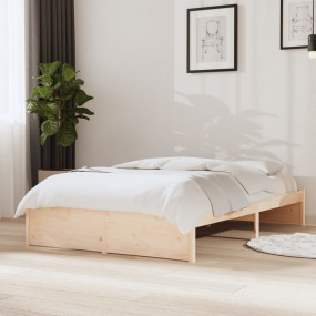 Bed Frame Natural Wood Solid Pine Wood Full Durable Bed...
