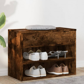 Shoe Bench Smoked Oak Engineered Wood Shoe Bench Rectan...
