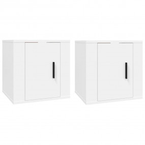Wall Mounted TV Cabinet Set of 2 White Engineered wood ...