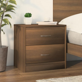 Bedside Cabinet Brown Oak Engineered Wood Medium Bedsid...