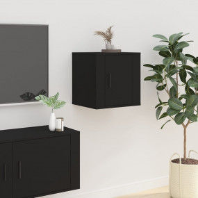 Wall Mounted TV Cabinet Black Engineered wood Compact