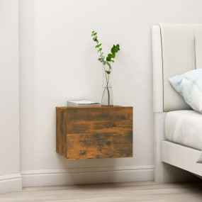 Bedside Cabinet Smoked Oak Engineered Wood Compact Mode...