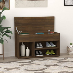 Shoe Bench Brown Oak Engineered Wood Shoe Bench Rectang...