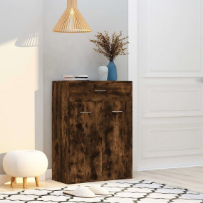 Shoe Cabinet Smoked Oak Engineered Wood Compact Storage