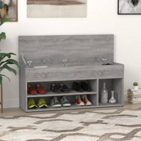 Shoe Bench Grey Sonoma Engineered Wood 41.3 in Shoe Ben...