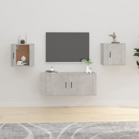 Wall Mounted TV Cabinet Set of 2 Concrete grey Engineer...