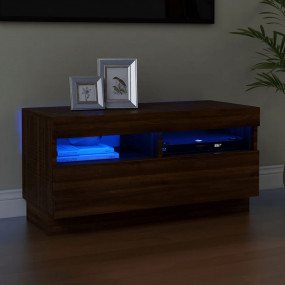 TV Cabinet Brown Oak Engineered Wood Medium TV Stand