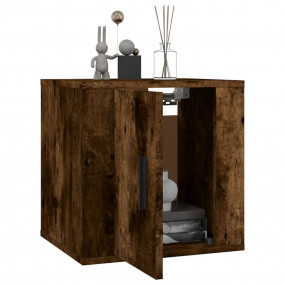 Wall Mounted TV Cabinet Set of 2 Smoked Oak Engineered ...
